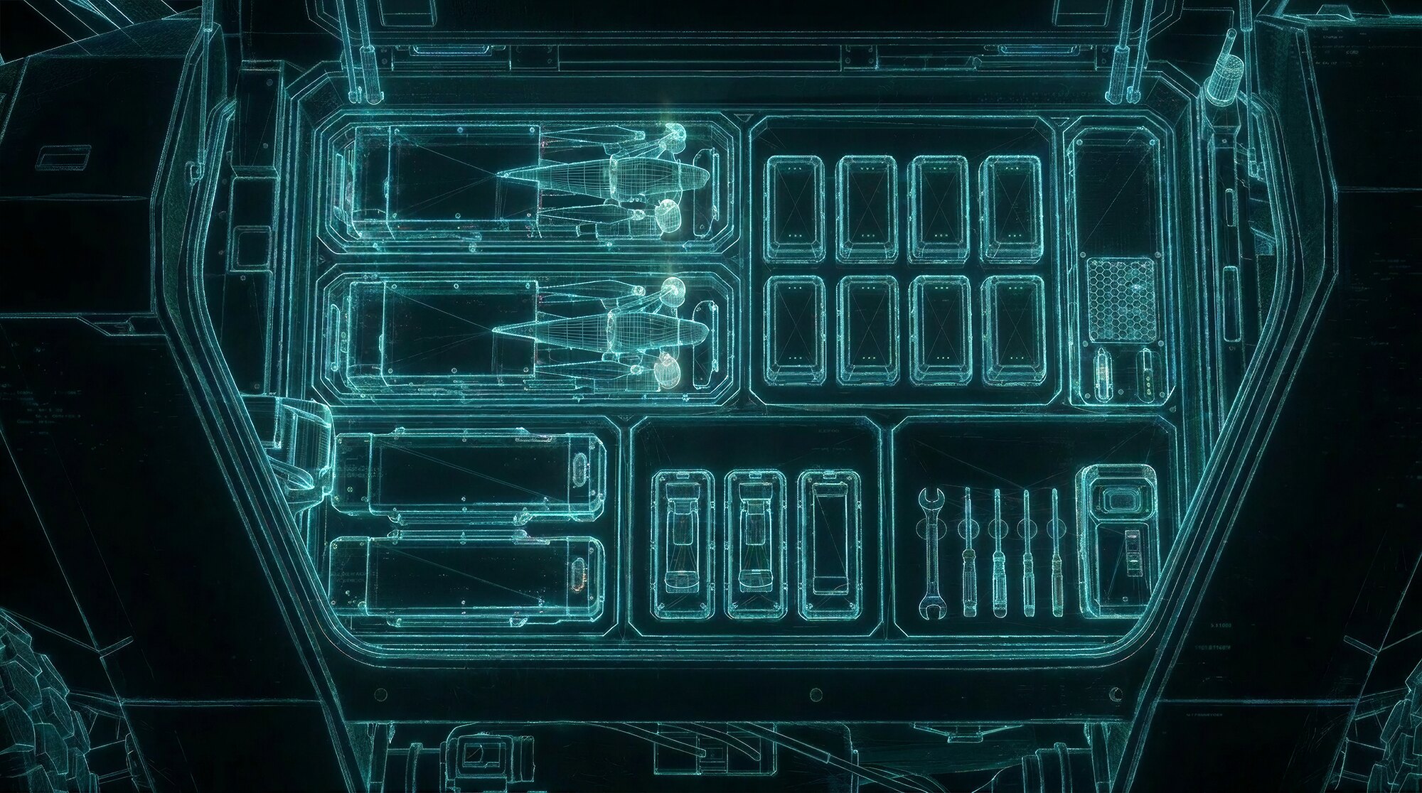 ROOK payload bay — schematic wireframe
